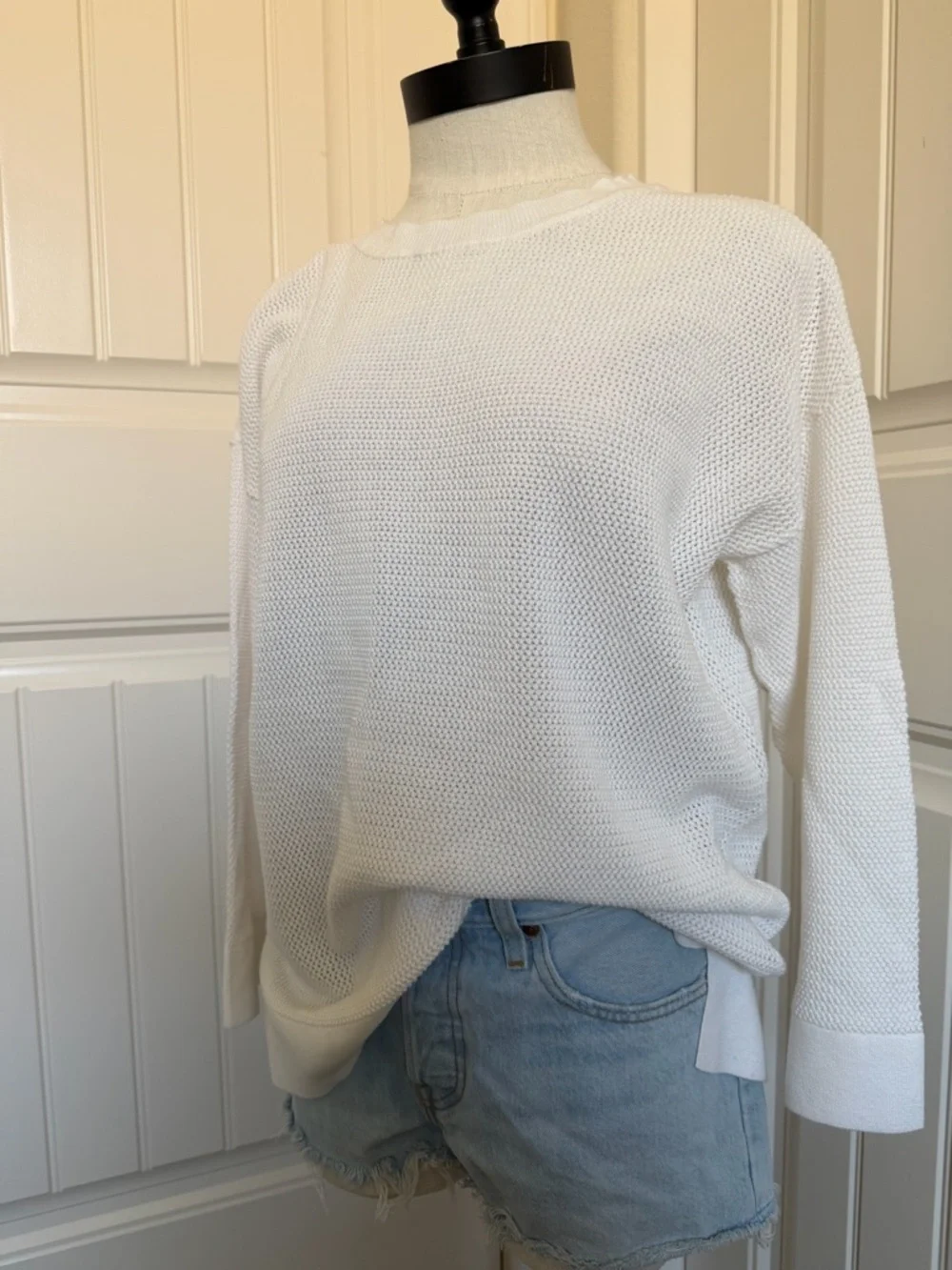 Pure Amici | 100% Cotton Knit Loose Crewneck Sweater